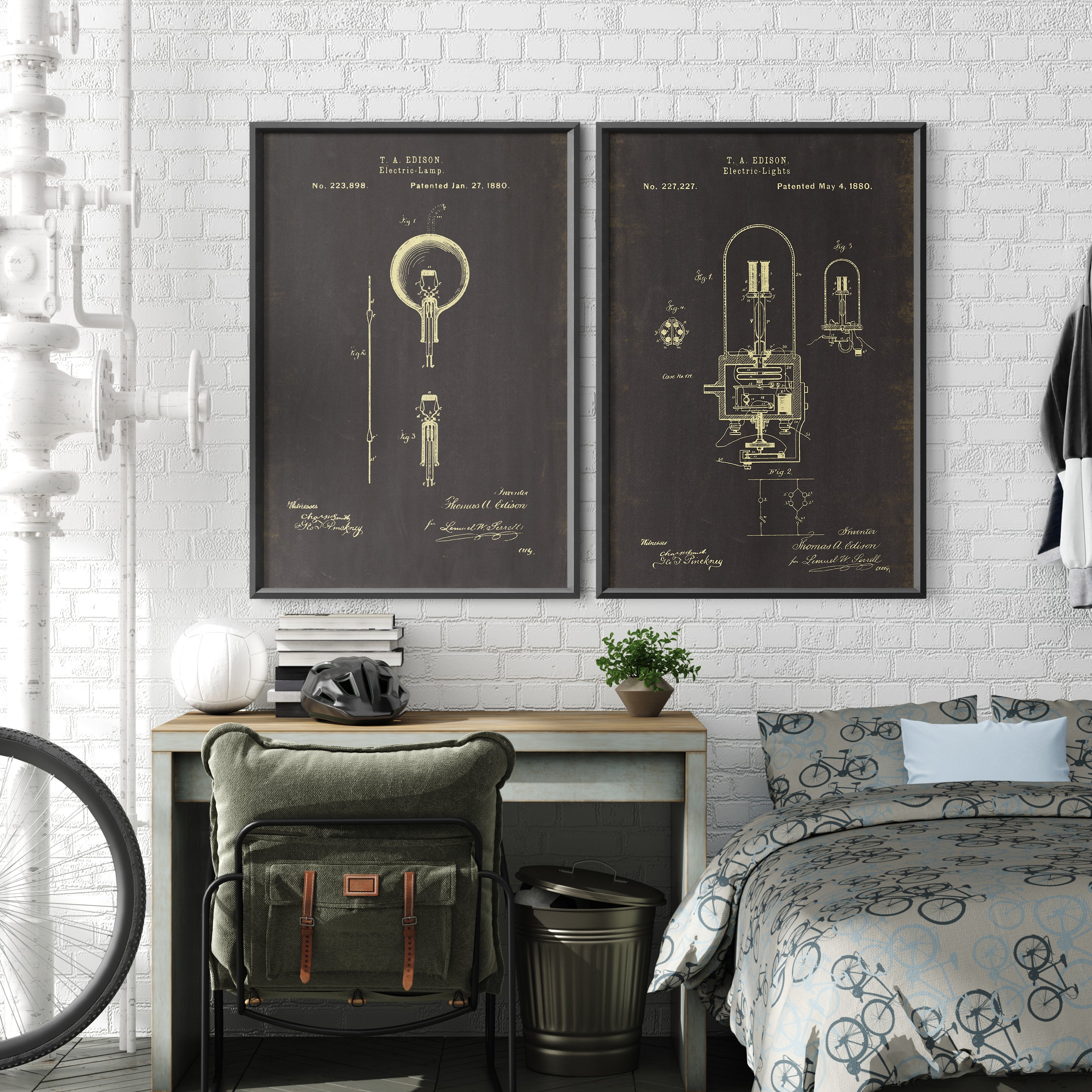 Vintage Patents Blueprints Art Circa