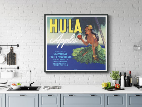 Vintage Produce Label Art - Hula