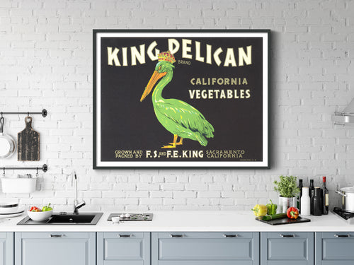 Vintage Produce Label Art - King Pelican