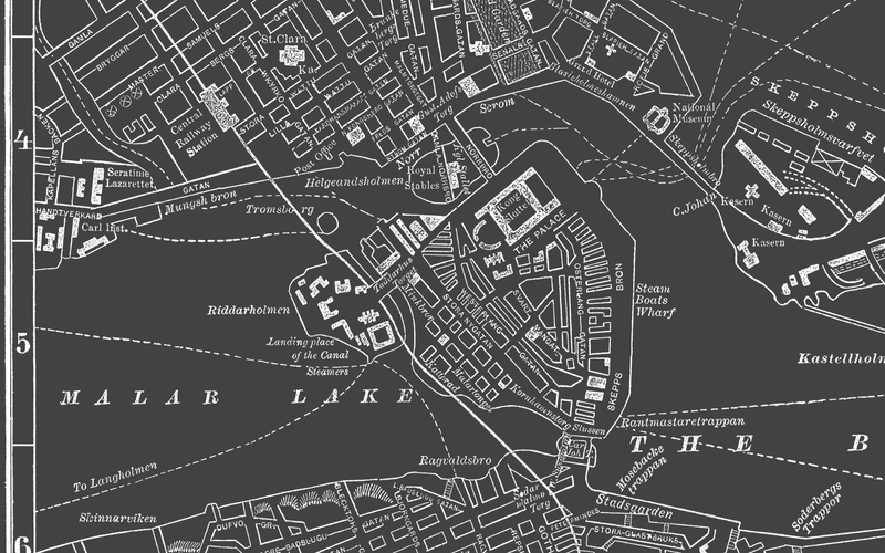 1900s Lithograph Map of Stockholm