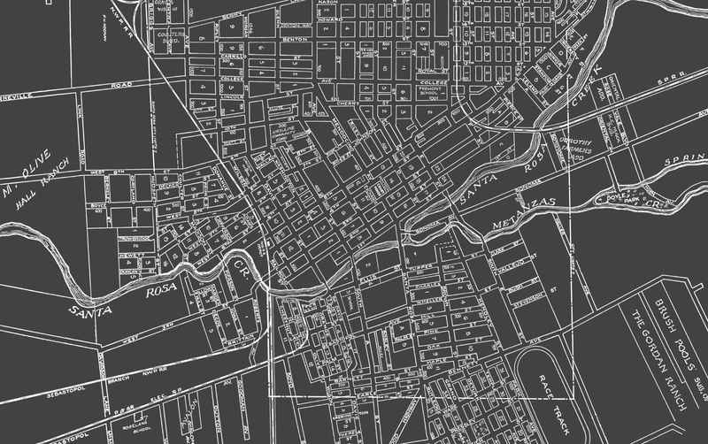 1930s Monochromatic Map of Santa Rosa