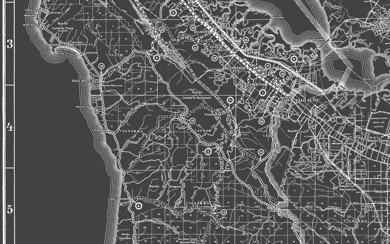 1930s Monochromatic Map of San Mateo