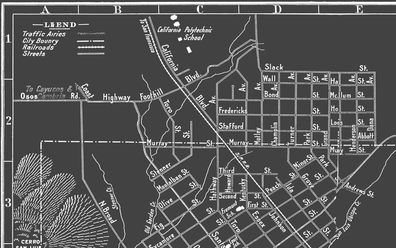 1920s Monochromatic Map of San Luis Obispo