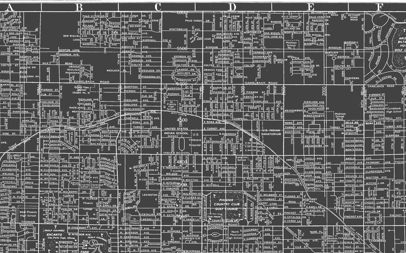 1950s Monochromatic Map of Phoenix