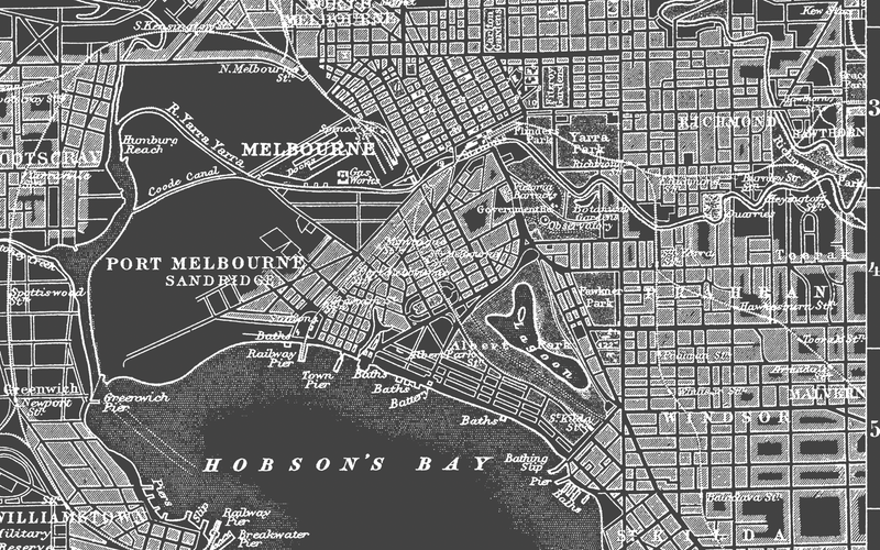 1900s Lithograph Map of Melbourne