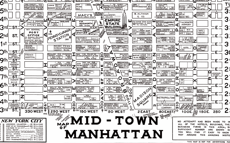 1955 Midtown Manhattan Map