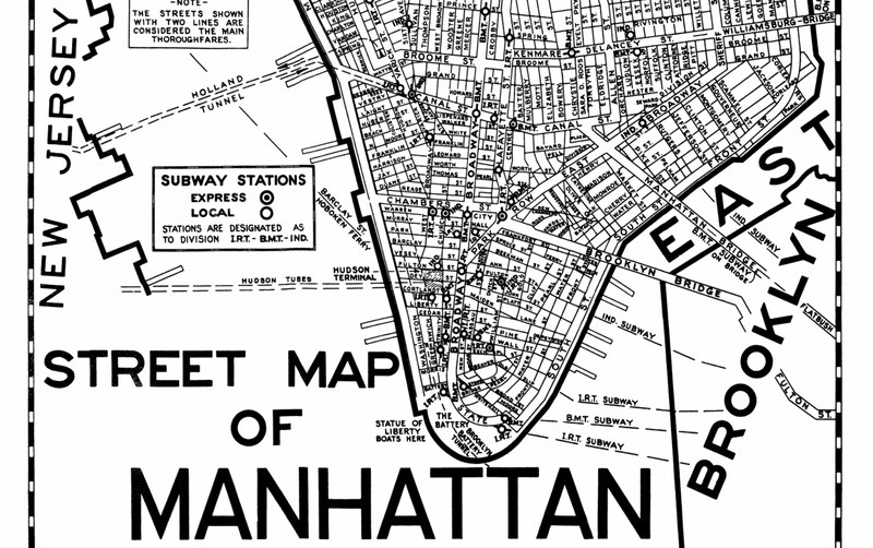 Street Map Of Manhattan 1955