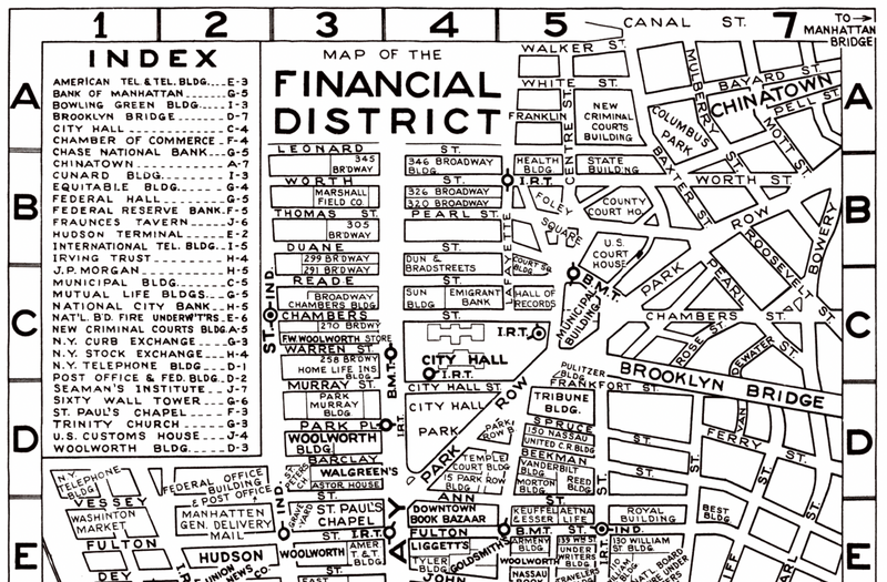 1955 New York Financial District Map