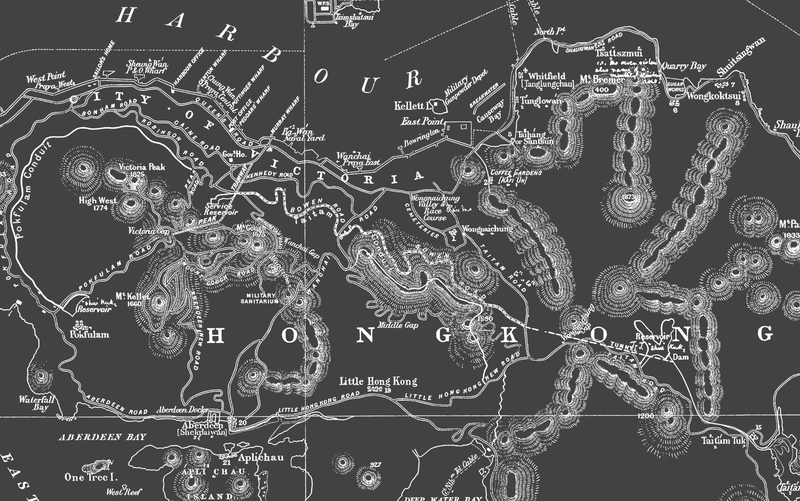 1880s Lithograph Map of Hong Kong
