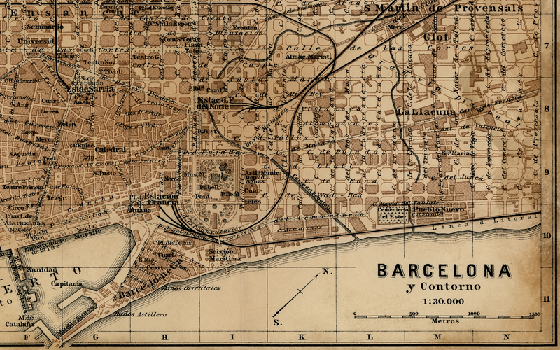 Circa 1913 Barcelona Map