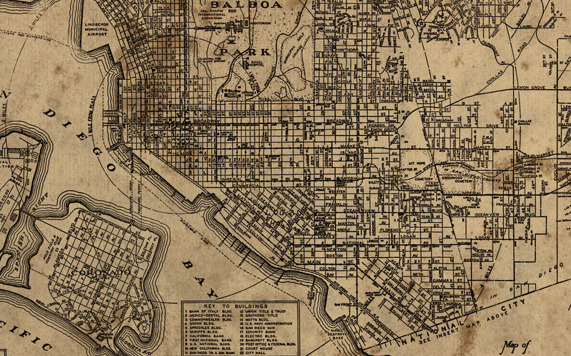Circa 1938 San Diego Map