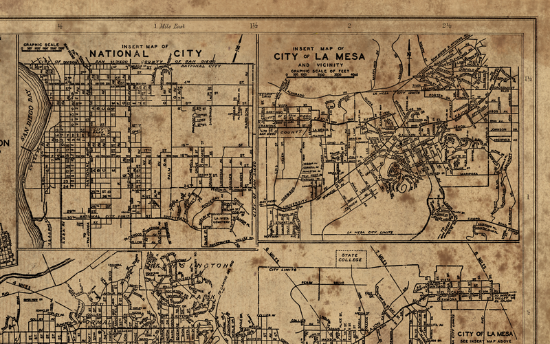 Circa 1938 San Diego Map