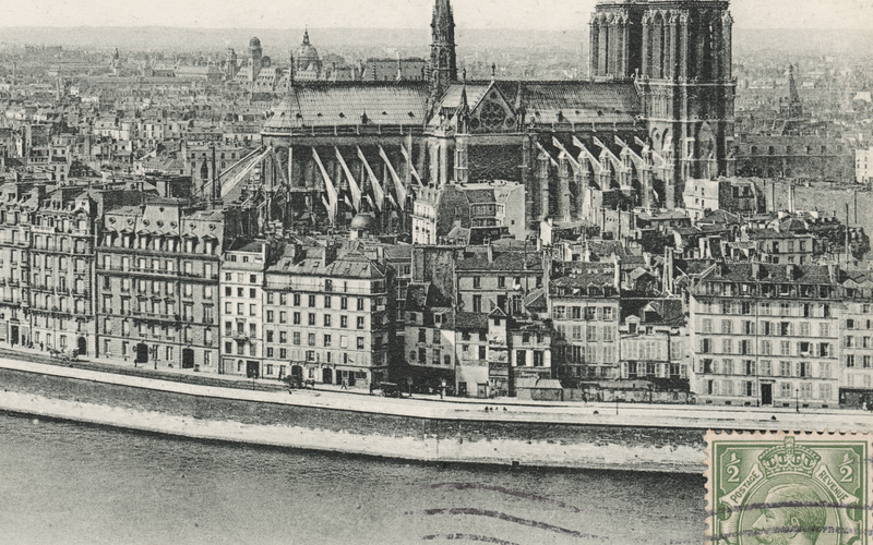 Vintage French Postcard - Panorama vers Notre Dame