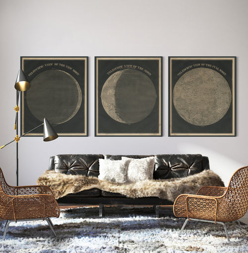 Telescopic View Of The Moon Triptych