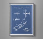 Vintage Airplane Blueprint Art - Curtiss P-40 Warhawk