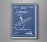 Vintage Airplane Blueprint Art - Hawker Hurricane