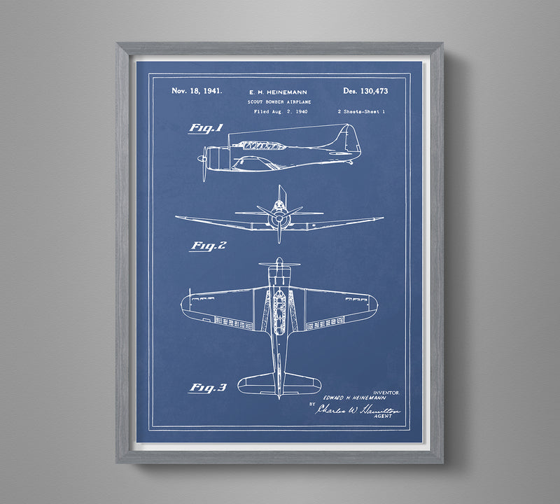Vintage Airplane Blueprint Art - SBD Dauntless