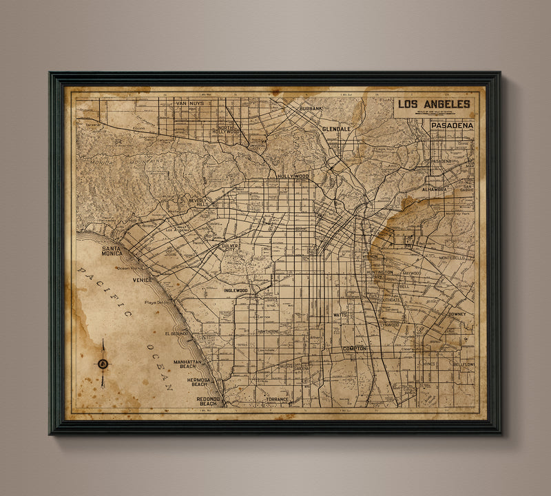 Circa 1930 Los Angeles Map