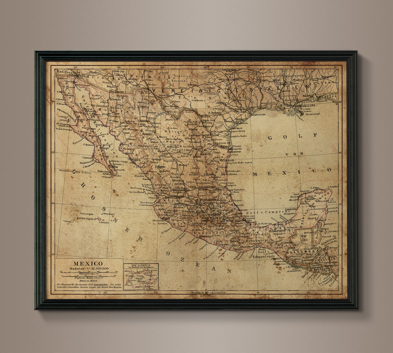 Circa 1910 Mexico Map