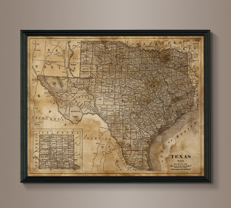 Circa 1900s Texas Map