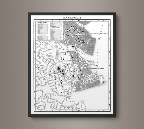 1950s Monochromatic Map of Annapolis