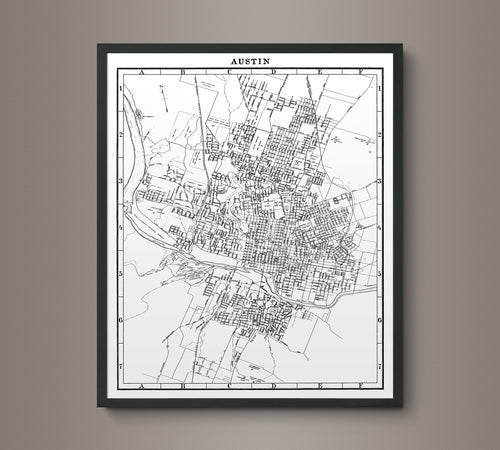 1930s Monochromatic Map of Austin