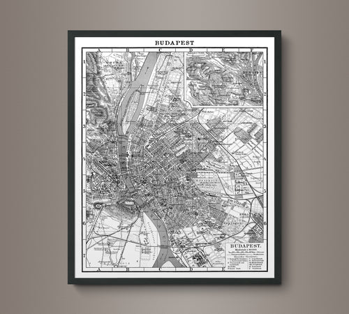 1900s Lithograph Map of Budapest