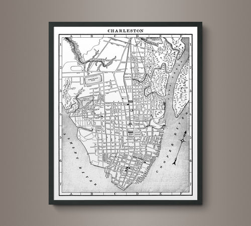 1900s Lithograph Map of Charleston