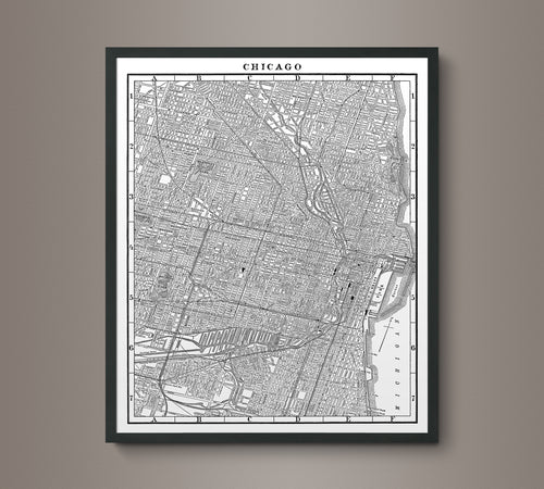1900s Lithograph Map of Chicago