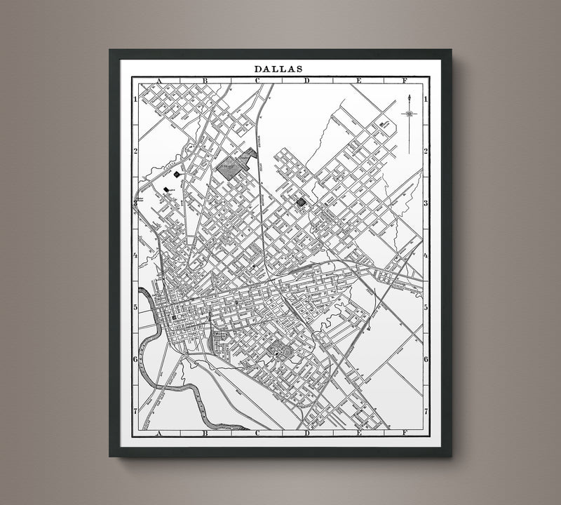 1900s Lithograph Map of Dallas