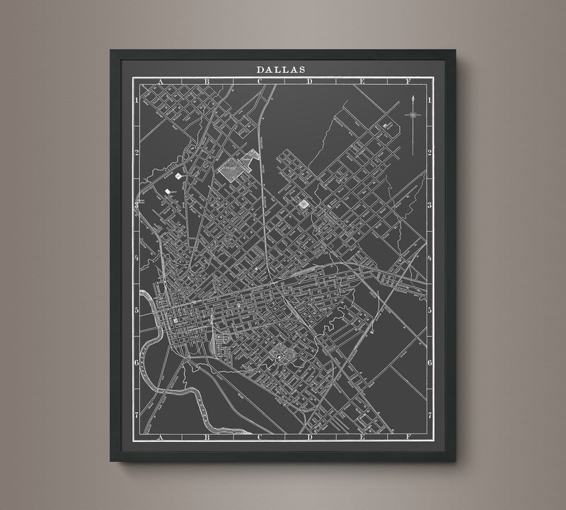 1900s Lithograph Map of Dallas