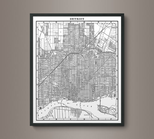 1900s Lithograph Map of Detroit