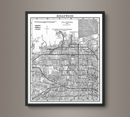 1920s Monochromatic Map of Hollywood