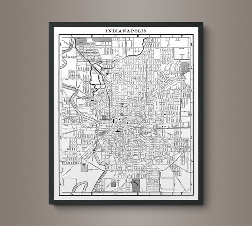 1900s Lithograph Map of Indianapolis