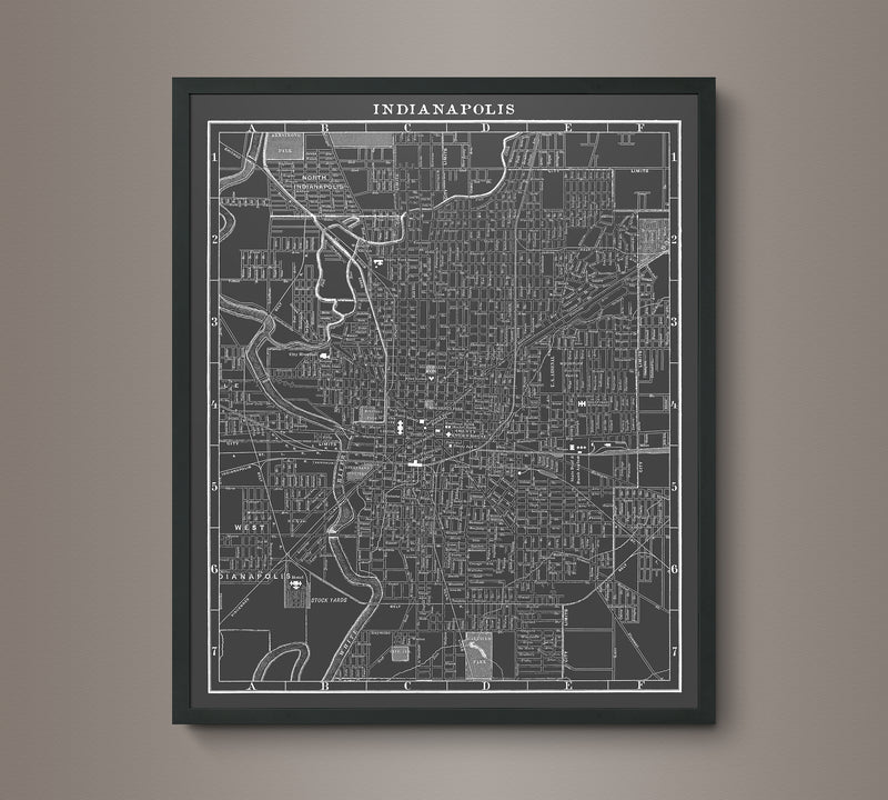 1900s Lithograph Map of Indianapolis