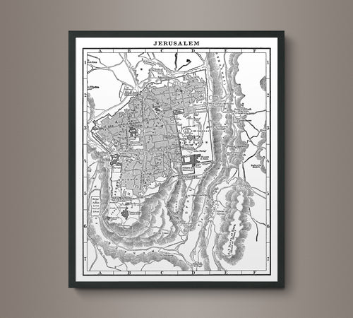 1900s Lithograph Map of Jerusalem