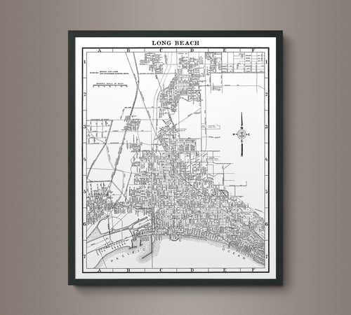 1930s Monochromatic Map of Long Beach