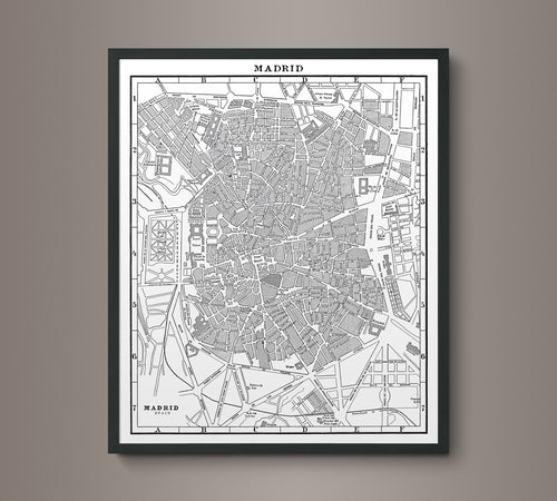 1900s Lithograph Map of Madrid