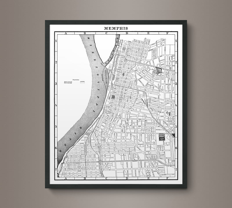 1900s Lithograph Map of Memphis