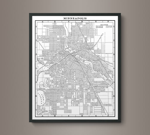 1900s Lithograph Map of Minneapolis