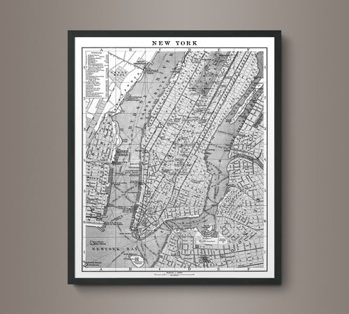 1900s Lithograph Map of New York