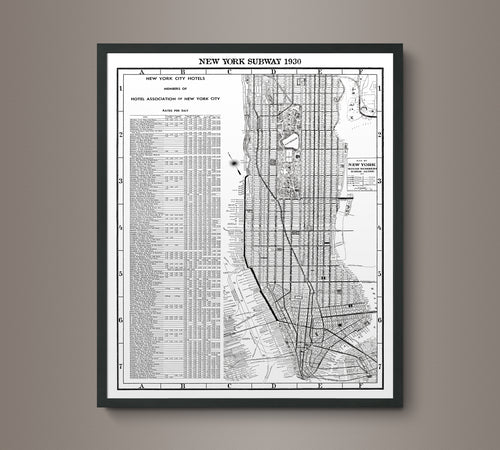 1930s Monochromatic Subway Map of New York