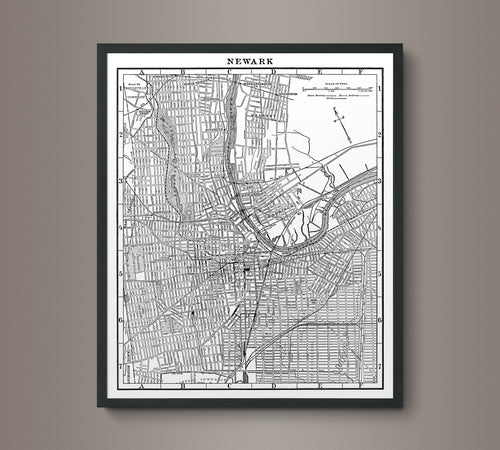 1920s Monochromatic Map of Newark