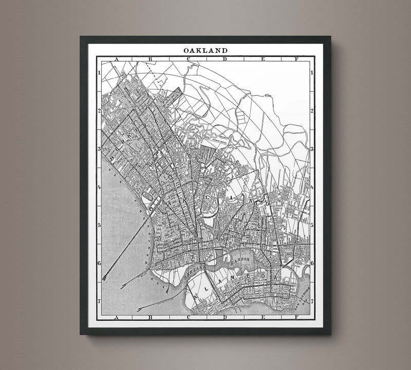 1900s Lithograph Map of Oakland