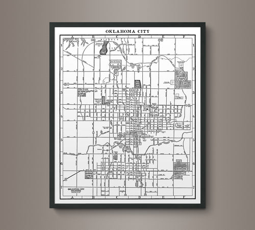 1940s Lithograph Map of Oklahoma City