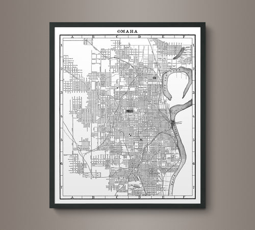 1900s Lithograph Map of Omaha