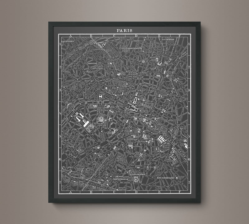 1900s Lithograph Map of Paris