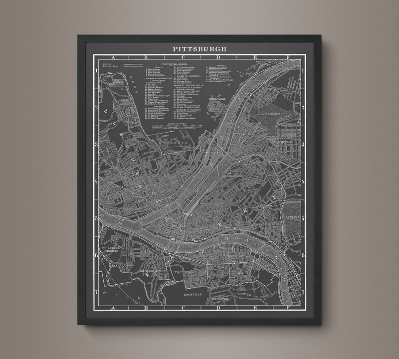 1890s Lithograph Map of Pittsburgh