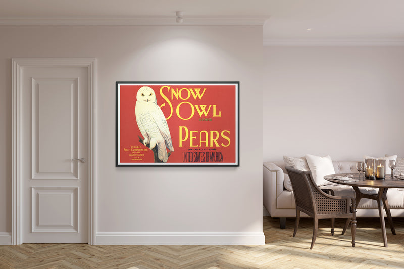 Vintage Produce Label Art - Snow Owl