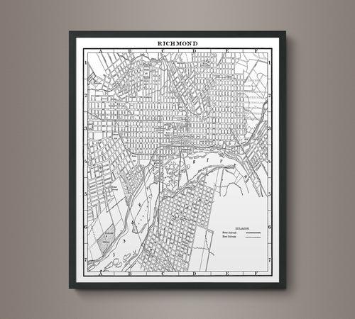 1900s Lithograph Map of Richmond